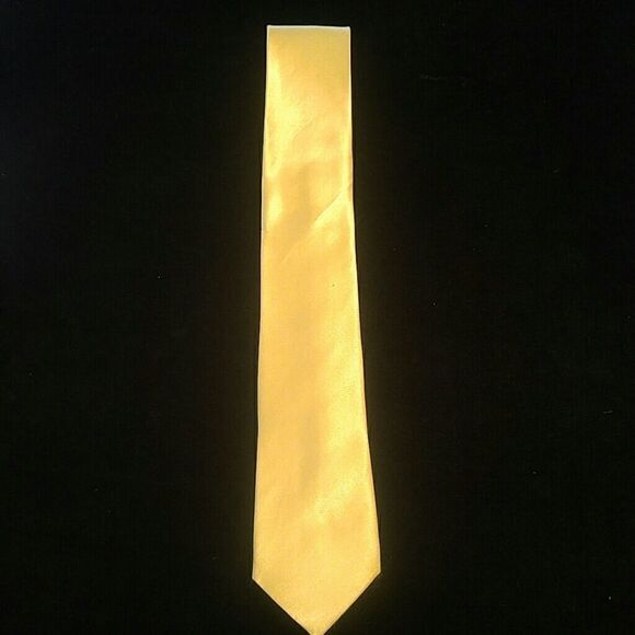 MEN'S YELLOW SATIN RAYON SLIM TIE BY FRATELLO - Picture 1 of 2